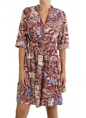 Vestito con manica lunga fantasia e colletto